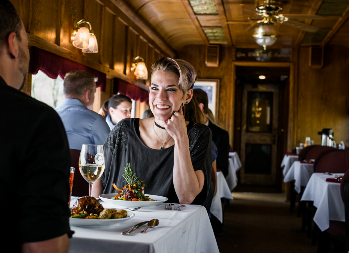 Ride the First Class Dinner Train Saturday evenings throughout the Summer!