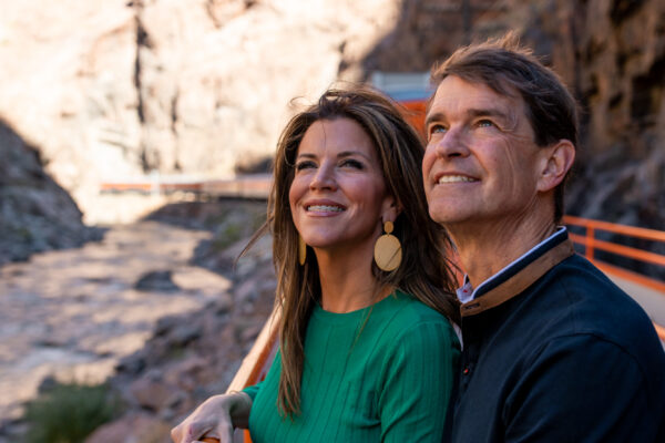 Colorado Couple riding the Open Air Car Royal Gorge Route Colorado Couple riding the open air car aboard the Royal Gorge Route Railroad