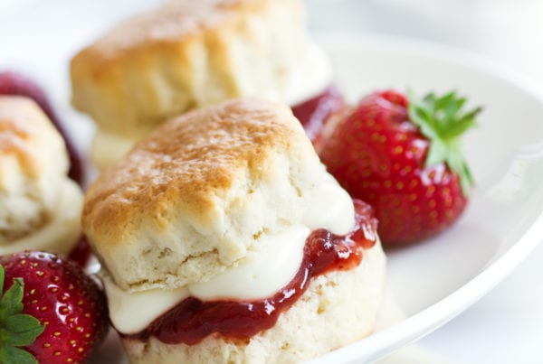 Afternoon tea biscuits and strawberries