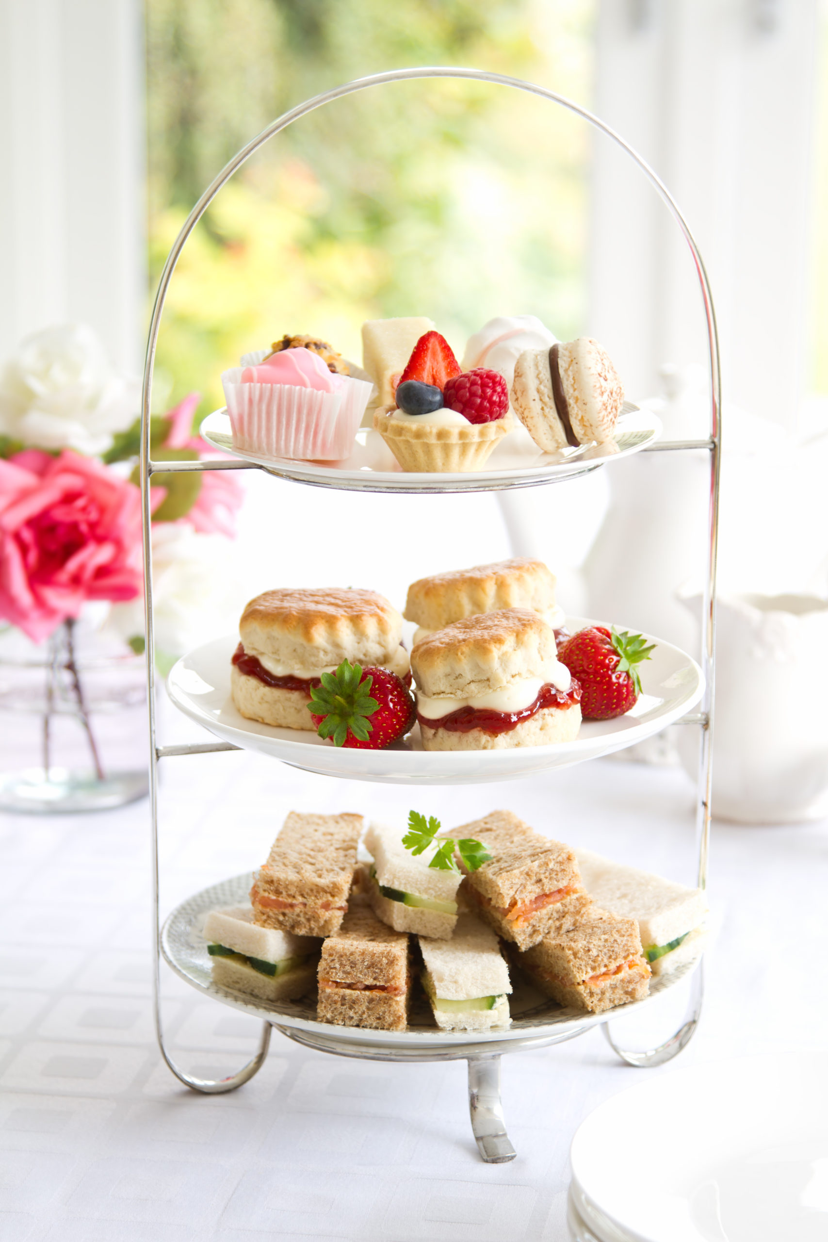 Traditional afternoon tea served with scones