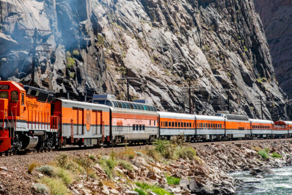 Royal Gorge Route Railroad Royal Gorge Route Railroad running through the Royal Gorge next to the Arkansas River